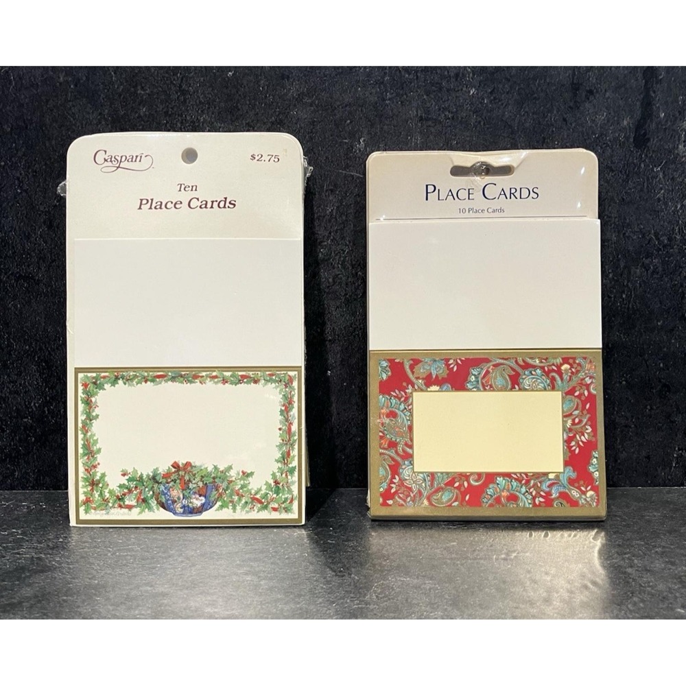 Lot of 7 Vtg Christmas Place Cards Holiday Dinner Embossed (10/pkg)